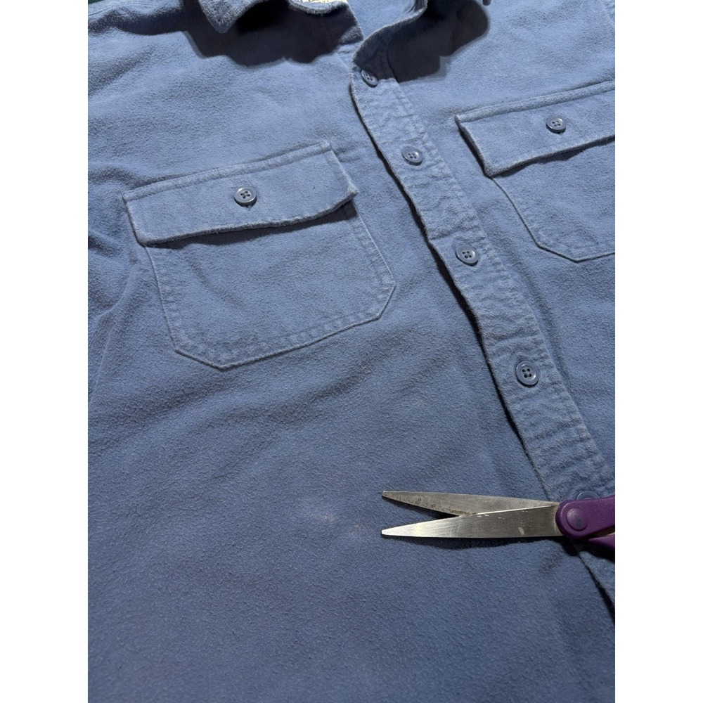 Vintage LL Bean Chamois Cloth Shirt Men's Large Tall Light Blue Heavy Cotton - Picture 6 of 9